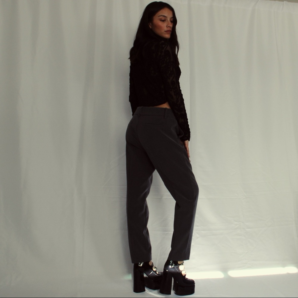 Select Vintage Soft Grey Mid Rise Trousers.